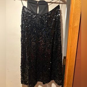Black shirt sequins dress
